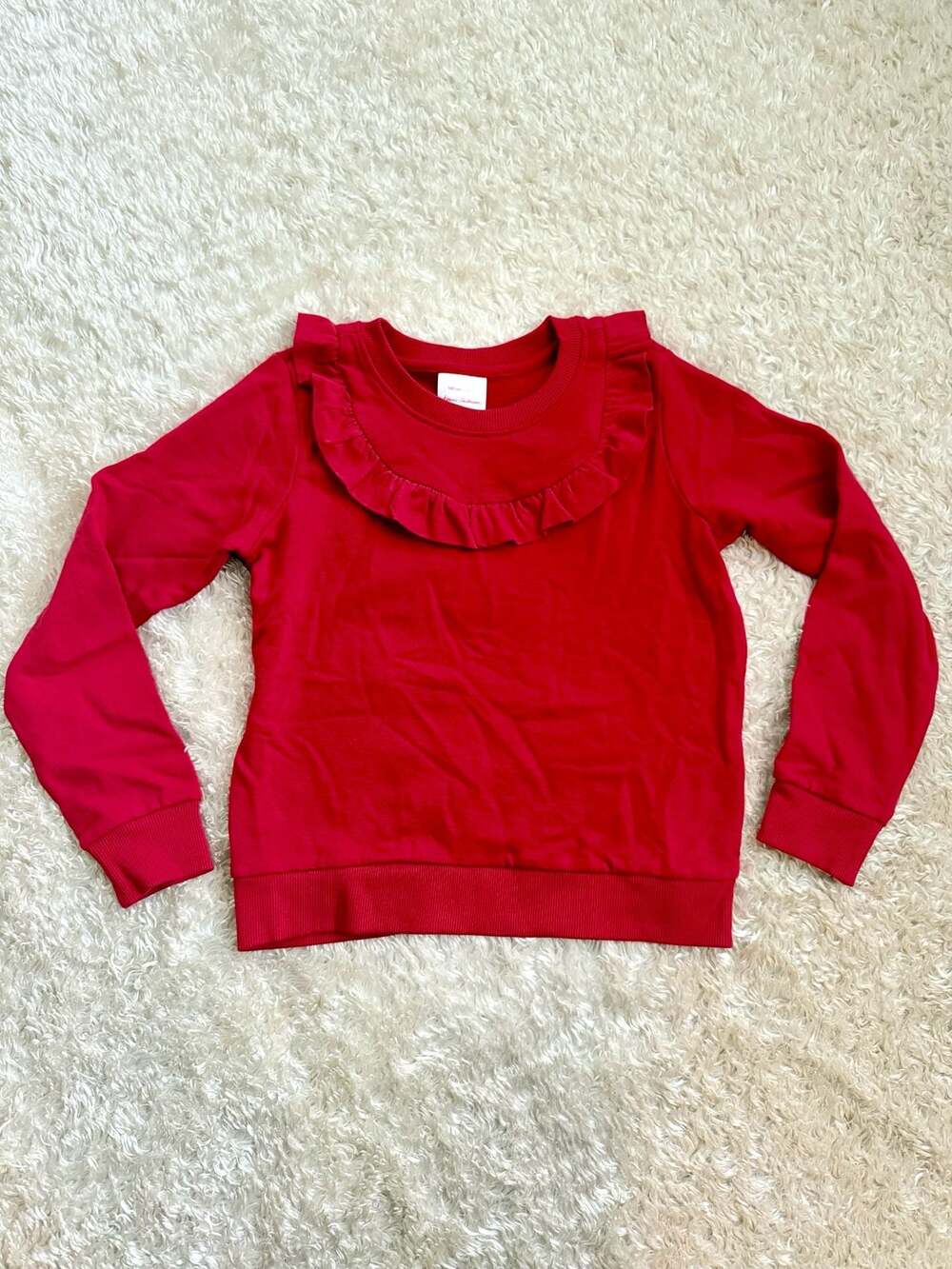Hanna Andersson Ruffle Sweatshirt in French Terry Red